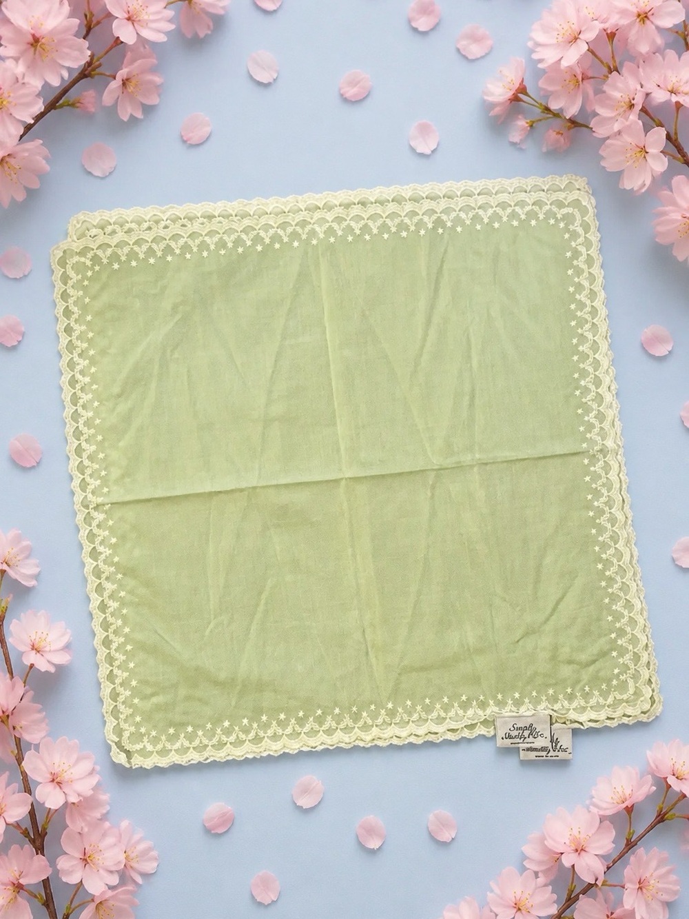 2 Simply Shabby Chic Napkin Placemat Table Cover Hanky Handkerchief Doily Green